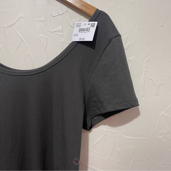 NWT American Eagle charcoal scoop-neck ribbed bodysuit (XXL) - Picture 4 of 7